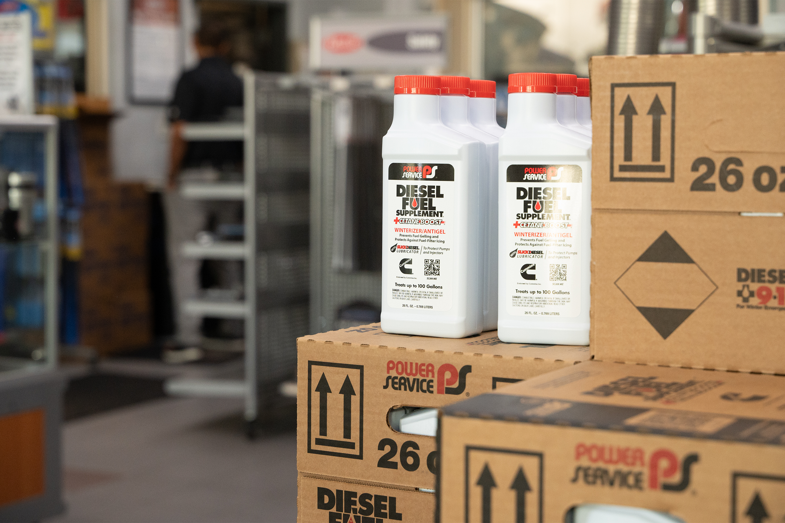 Stack of Diesel Fuel parts endcap in Bolingbrook
