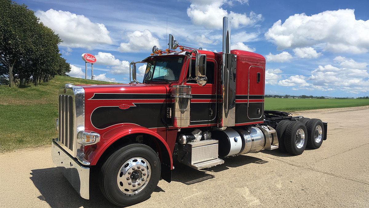 JX Peterbilt custom red and black truck