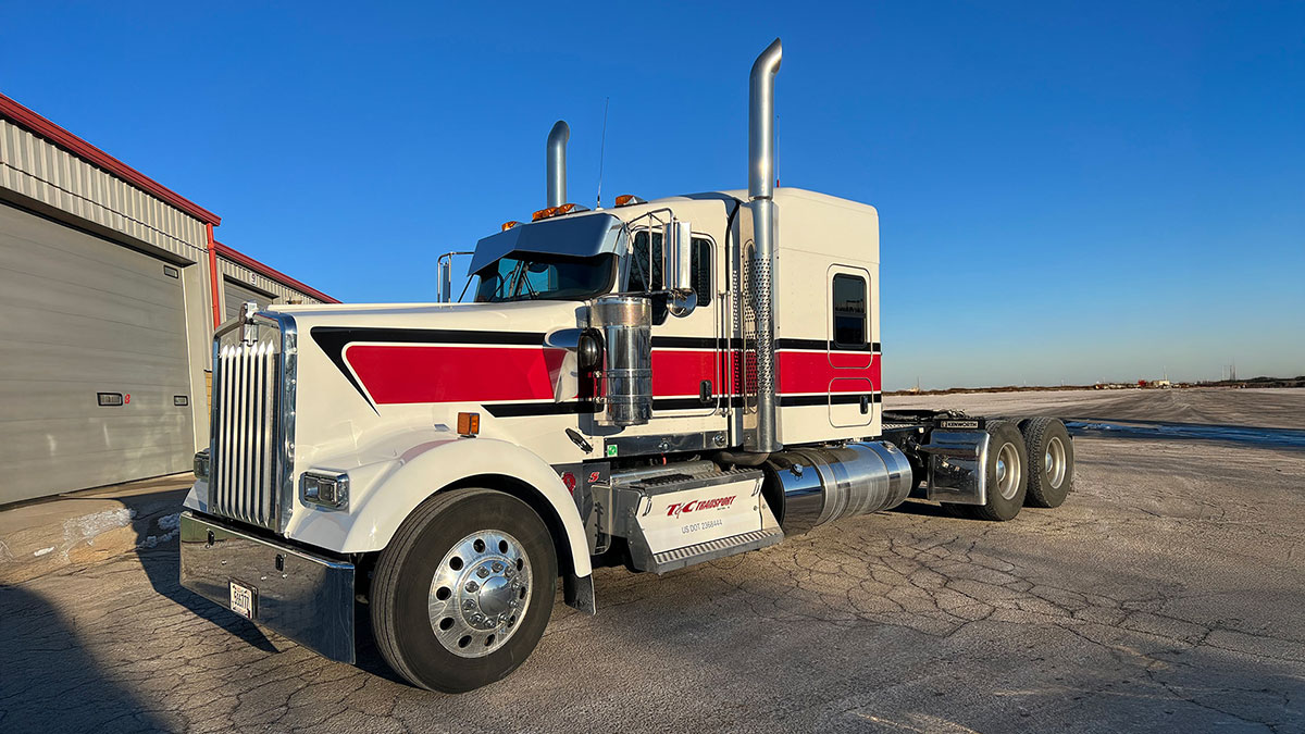 JX Graphics for T&C Transport - Kenworth red, black and cream graphics