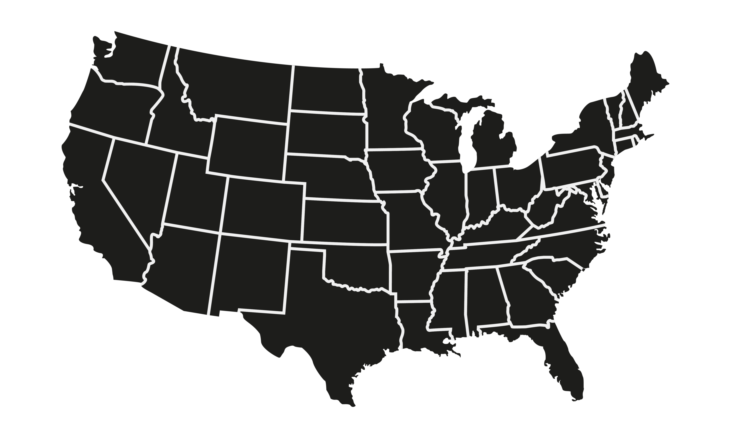 Silhouette of several US states - Access the Multi-State Streamlined Sales Tax Certificate.