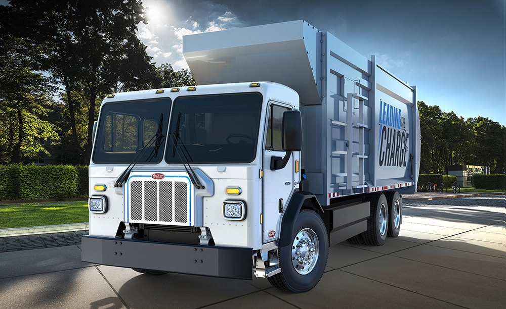 Used Peterbilt 520EV electric truck studio view