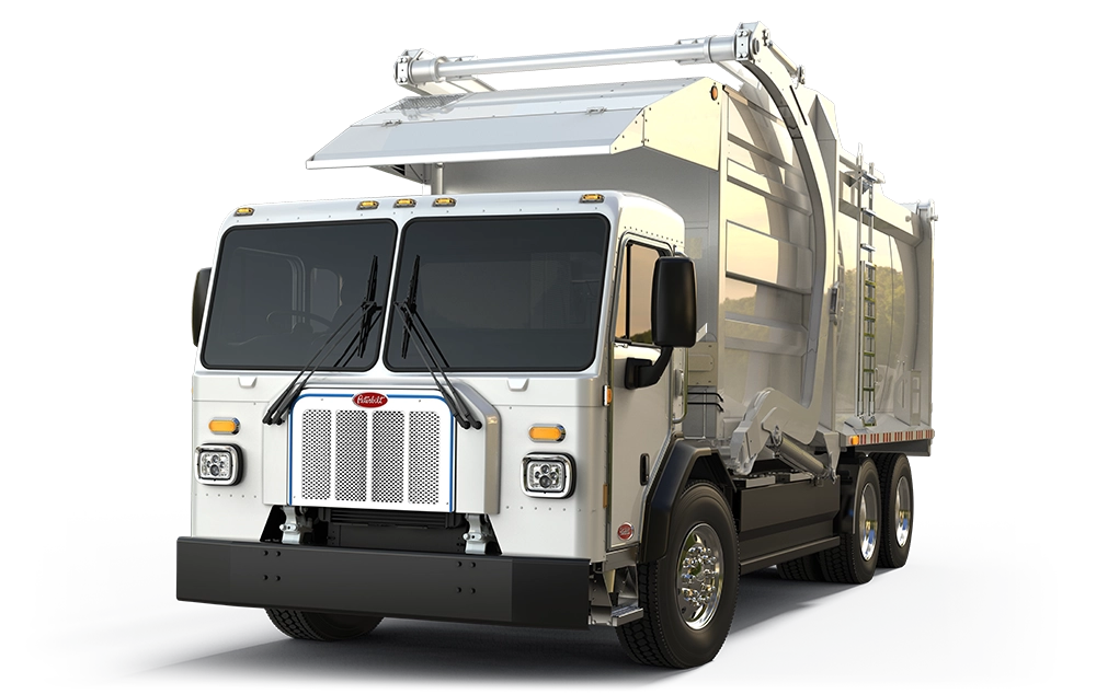 Used Peterbilt 520EV electric refuse truck exterior view