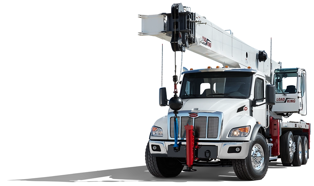 New Peterbilt 548 crane boom truck exterior view
