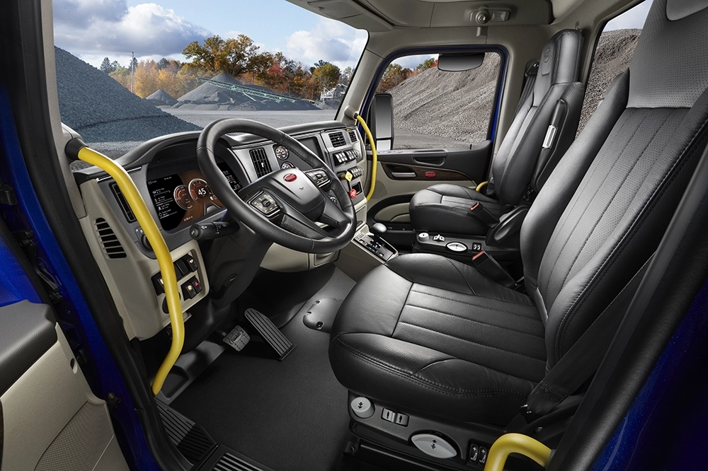 New Peterbilt 567 driver side interior view and controls