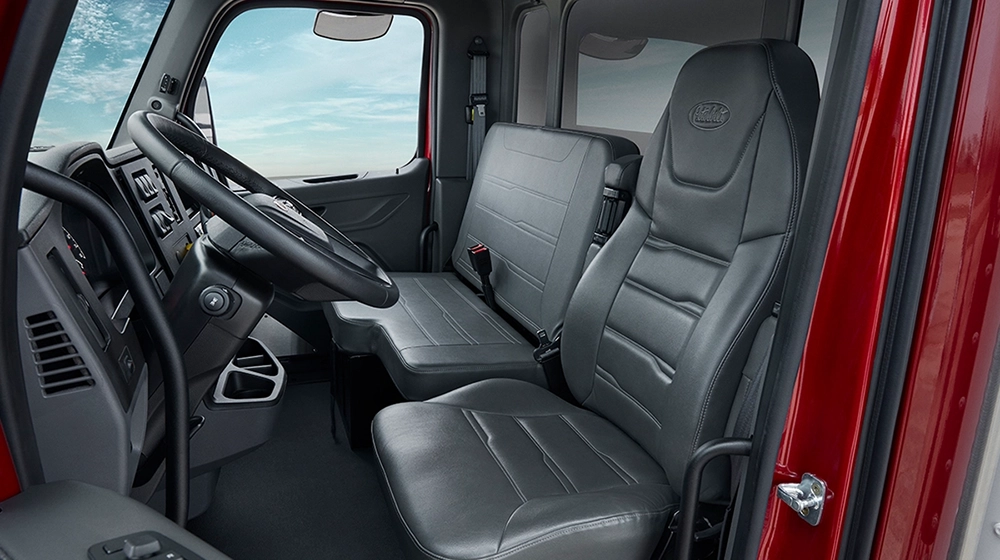 New Peterbilt 535 cab interior dashboard view