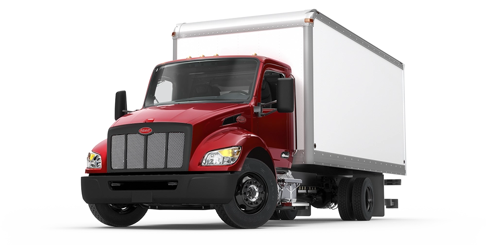 New Peterbilt 535 van body studio exterior view