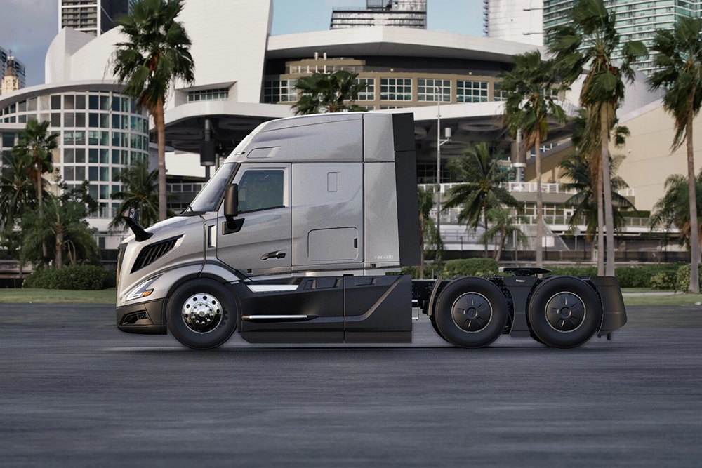 New Volvo VNR 440 front grille and sloped aero hood detail