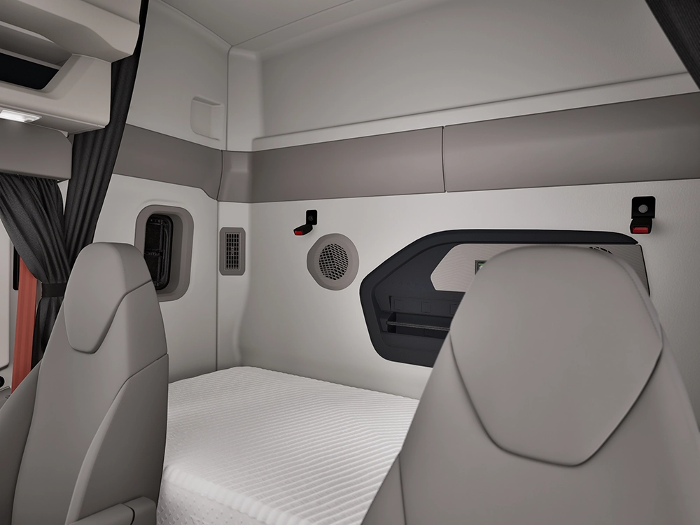 New Volvo VNR 440 sleeper bunk and cab interior amenities